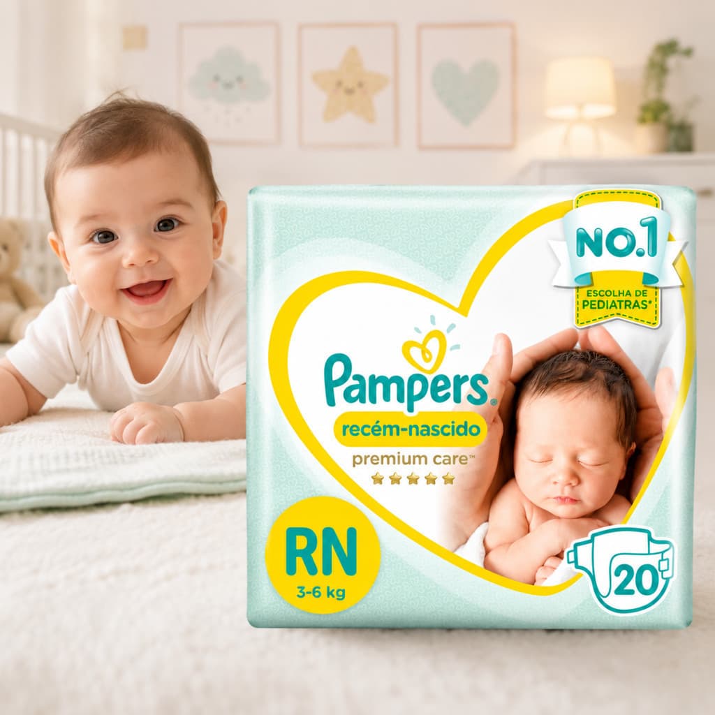 Fralda Pampers Descartavel Recem Nascido Bebê