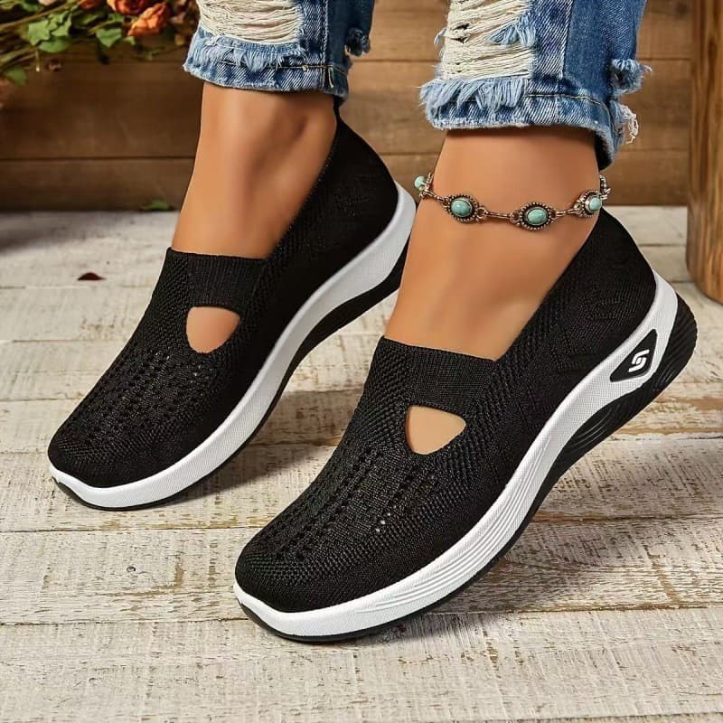 Sapatos Femininos Respiráveis em Malha, Sapatilhas Confortáveis e Leves para Moda Feminina, Tamanho Plus, Calçado para C