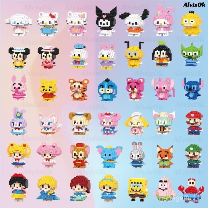 Brinquedo Blocos de Montar Infantil Brinquedo Educativo Animais De Brinquedo Anime Mini Brinquedos
