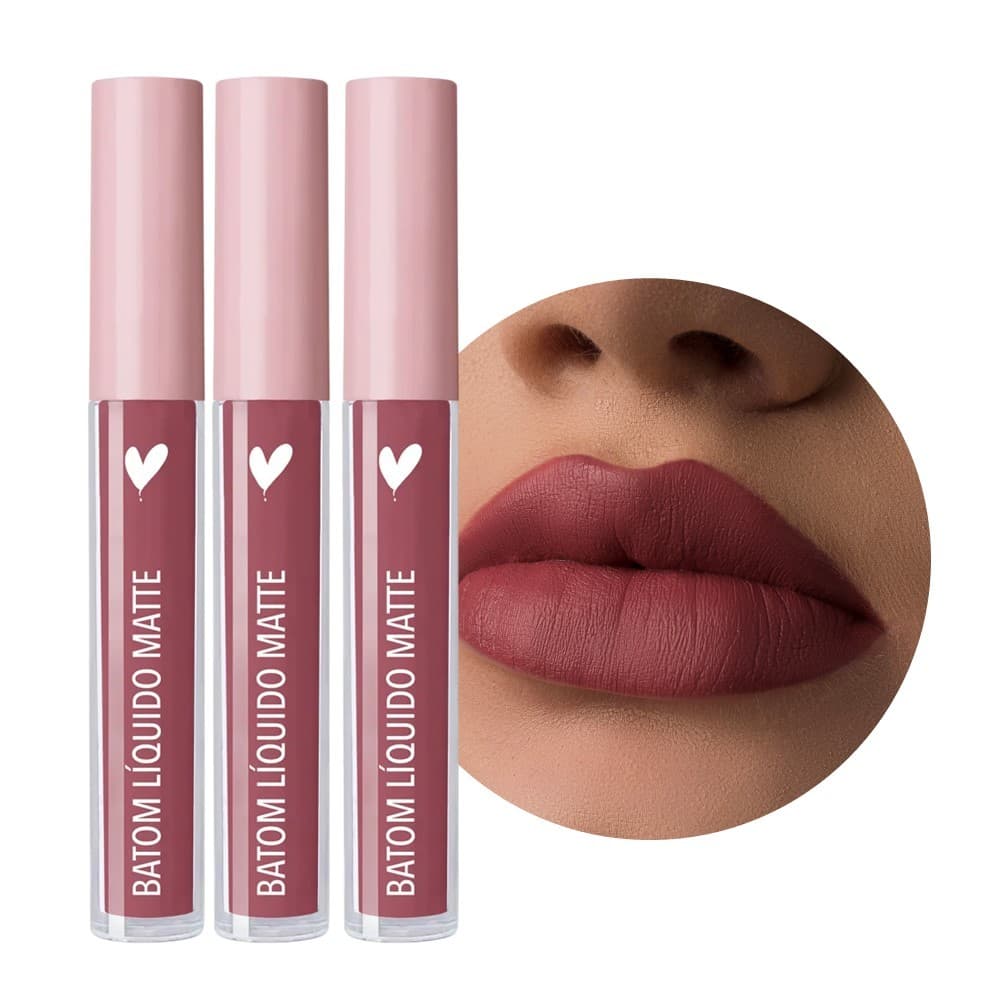 Kit 3 Batom Líquido Rosa Queimado Malva Cor 24 Koloss Matte Longa Duração e Cobertura Perfeita