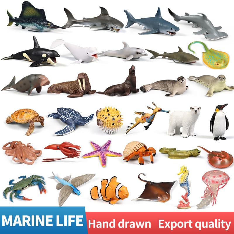Modelos simulados de animais marinhos, brinquedos educativos para aquários marinhos, brinquedos educativos marinhos para