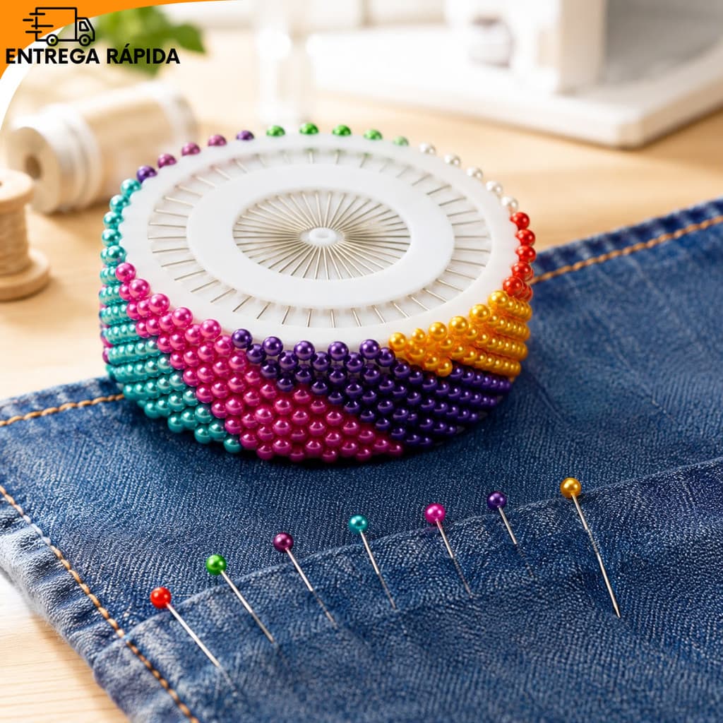 Alfinetes Coloridos para Tecido Costura Artesanato Patchwork Bordado Disco Organizador