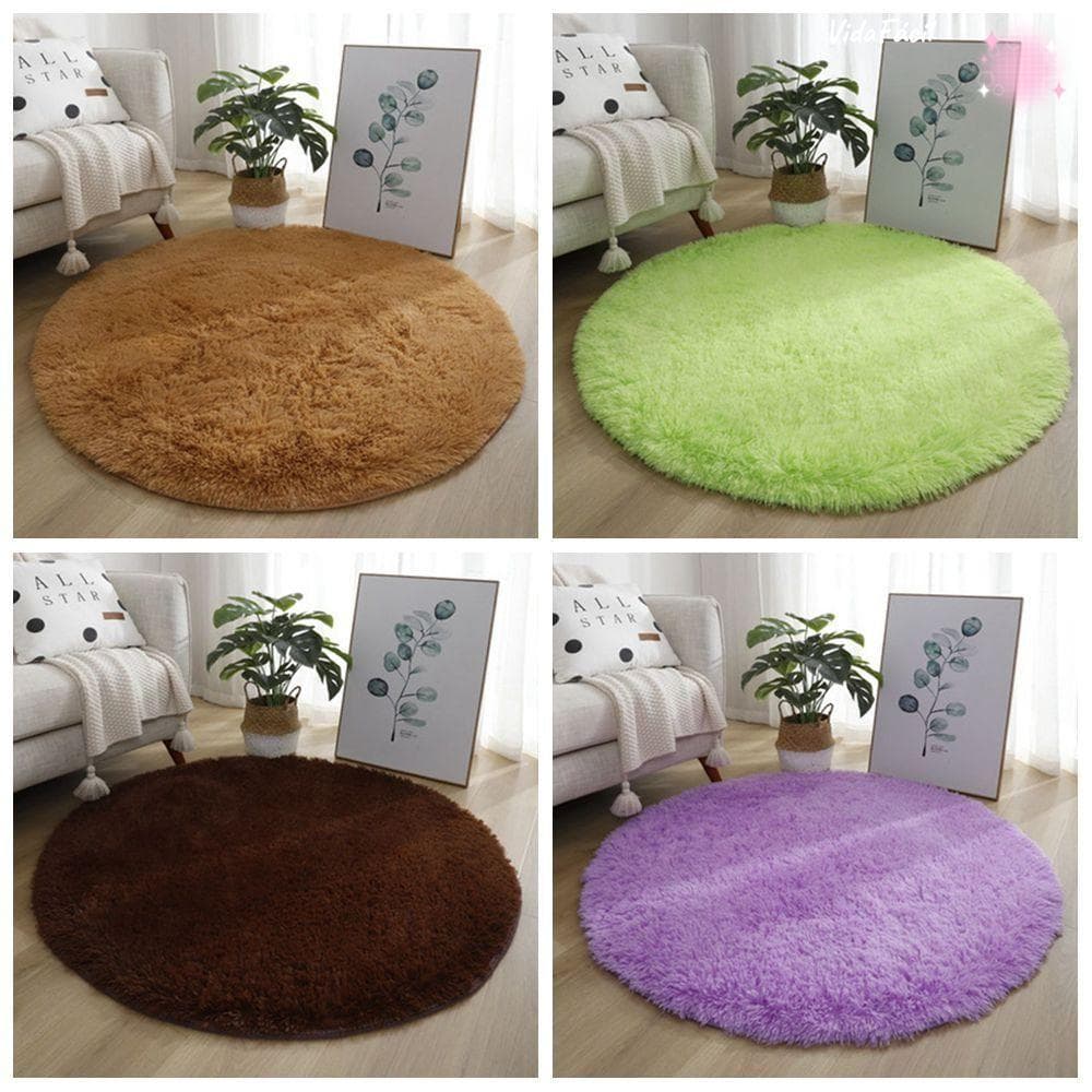 Tapetes De Sala De Estar AZONVILO , Tapete Redondo Espesso De 40 Cm De Pelúcia Macio Antiderrapante De Cor Sólida