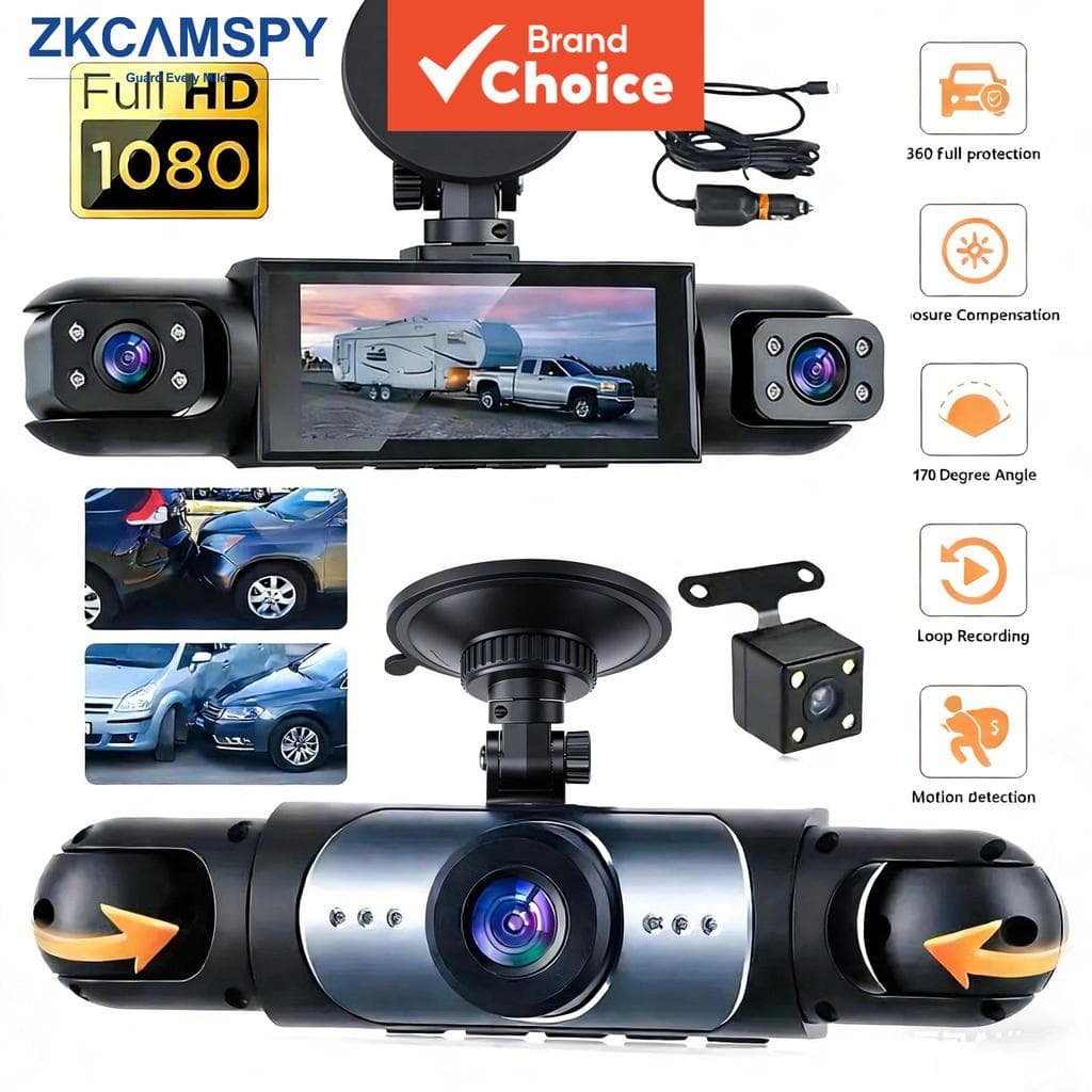 Câmera Vehicle DVR para carro 4 câmeras, gravador de vídeo, caixa preta, visão noturna frontal e traseira, gravação em