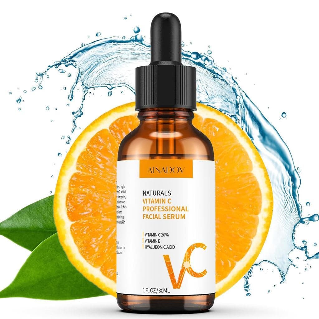 Sérum Facial com 20% de Vitamina C, um sérum anti-envelhecimento que contém ácido hialurônico e vitamina E, adequado par