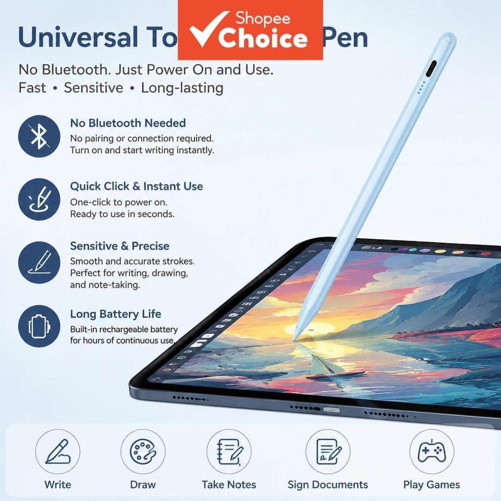 Caneta capacitiva universal com adsorção magnética para iPad e tablets Android Samsung
