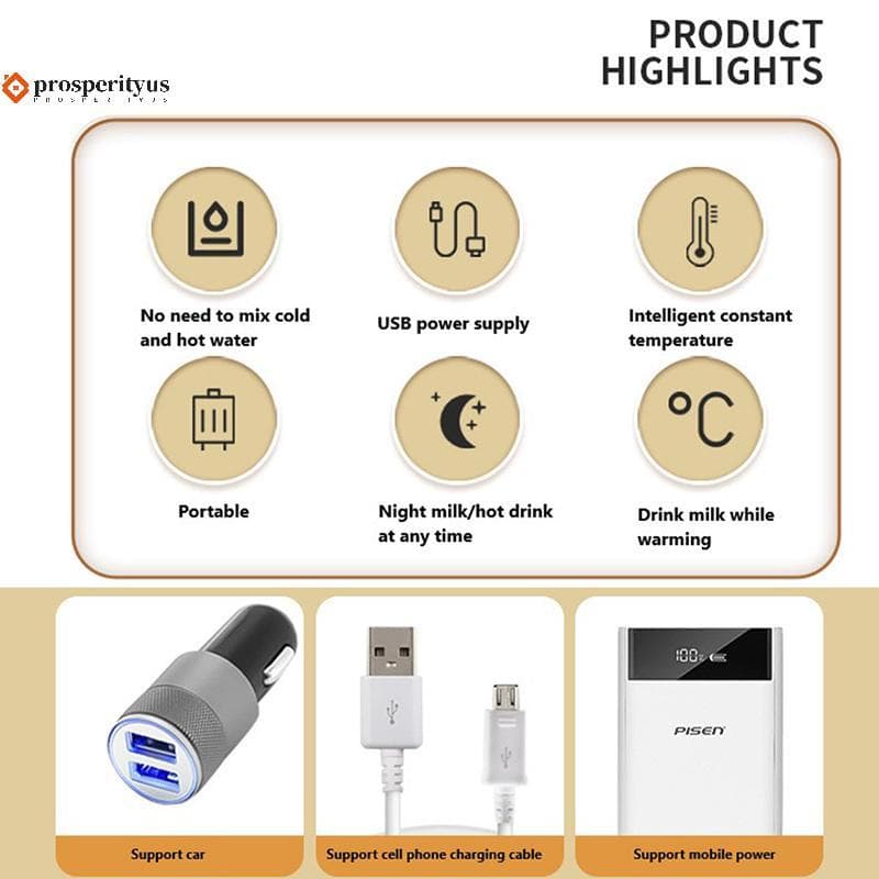 [PPTS] Aquecedor De Água Para Leite USB Carrinho De Viagem Isolado Bolsa Mamadeira Bebês Recém-Nascidos Aquecedores Port