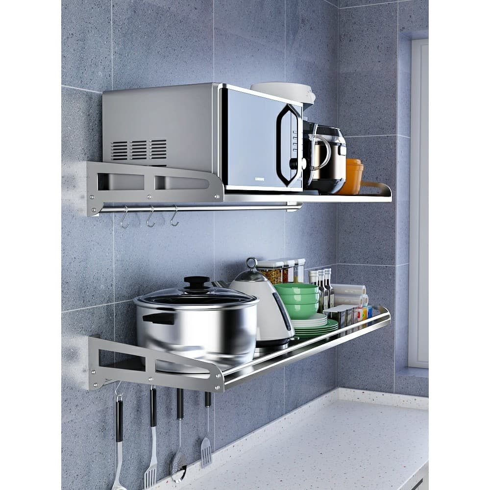 Prateleira de cozinha montada na parede, aço inoxidável 304, forno de micro-ondas, montagem na parede, suporte para forn