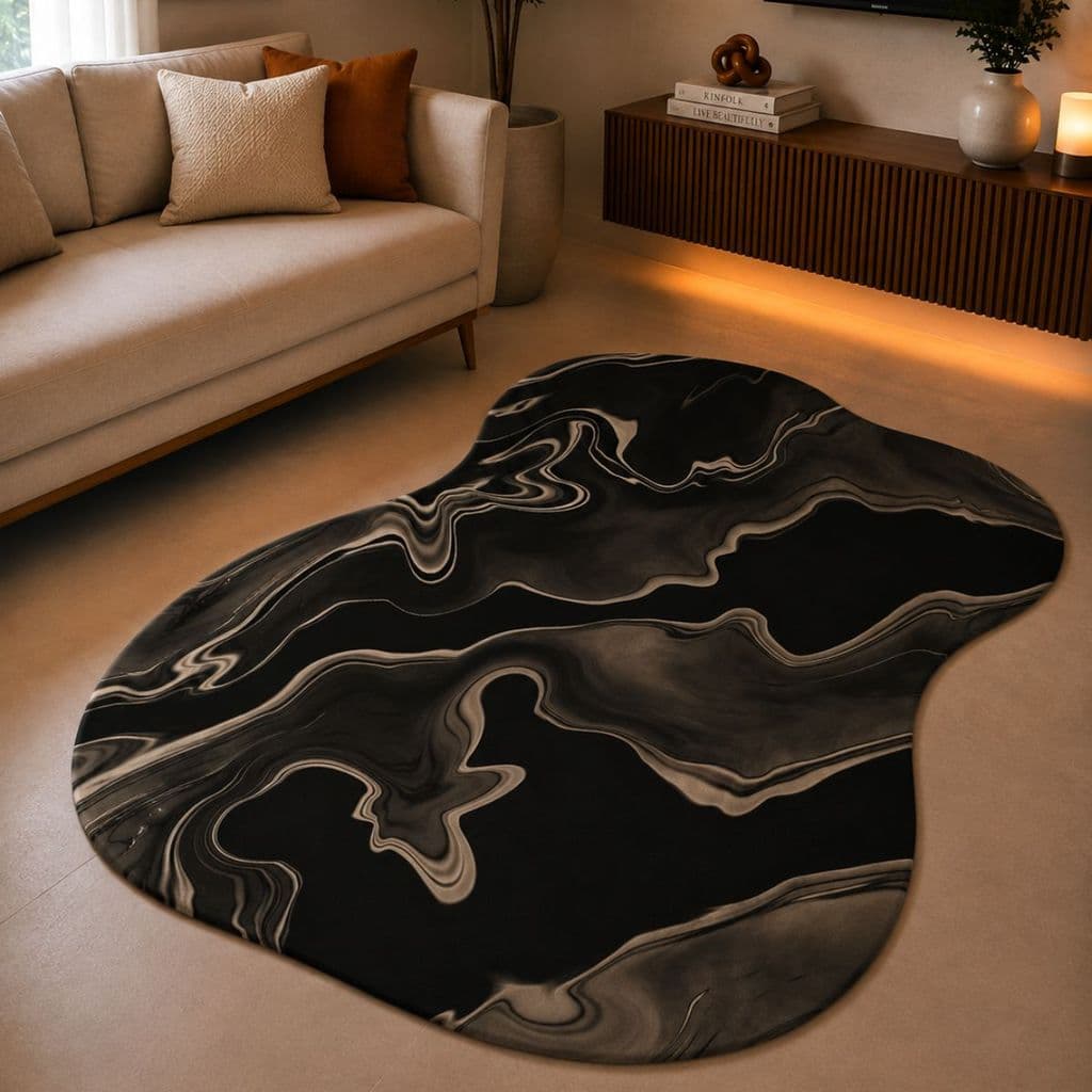 Tapete Orgânico Decorativo 117x67cm Antiderrapante para Sala e Quarto 065