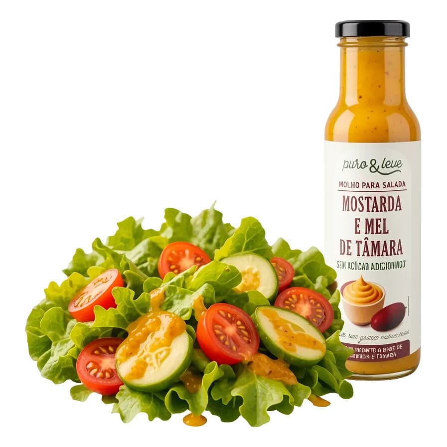 Molho Para Salada Mostarda E Mel De Tâmara Puro e Leve 250g | Tempero Fit Sem Açúcar Adicionado