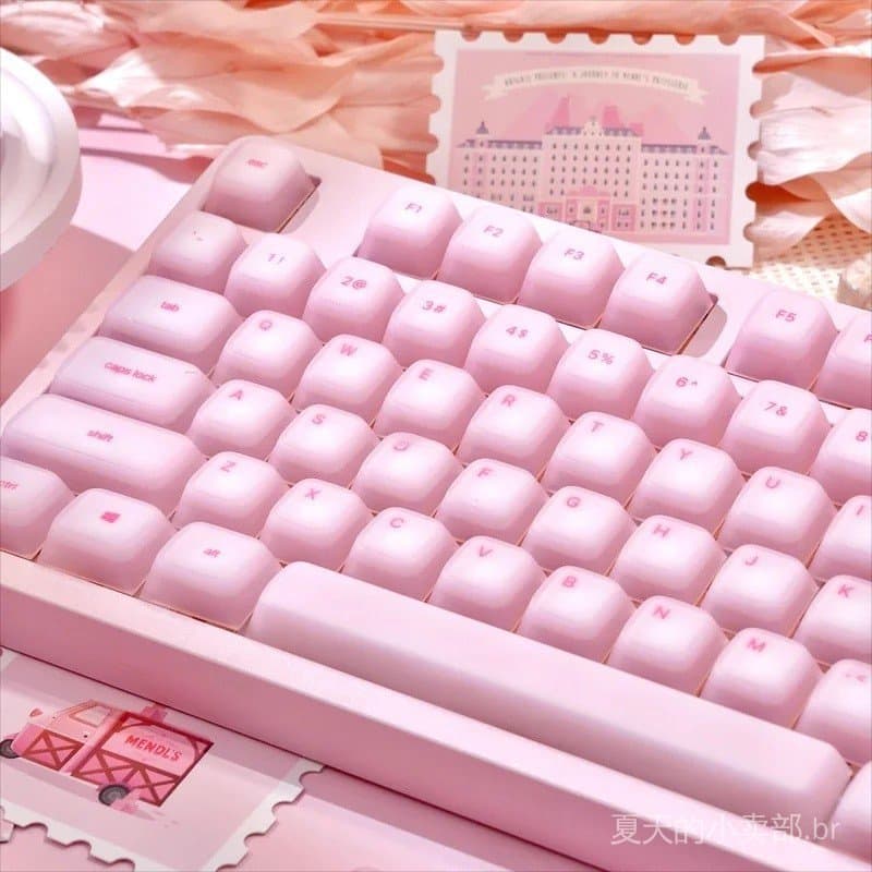 Conjunto de teclas de silicone macio cor-de-rosa, Cherry 113, para teclado de menina, compatível com teclados mecânicos 