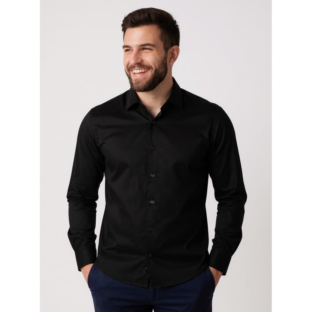 Camisa Masculina Manga Longa Tricoline Premium Slim Fit Social — tudo aqui .com