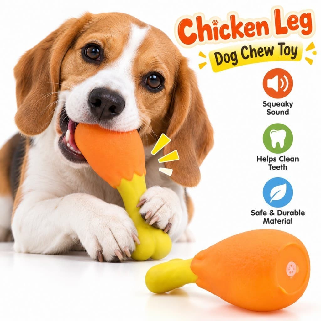 Brinquedo para mastigar para cães, com som, em forma de perna de frango, feito de PVC, para cachorros e cães de porte pe