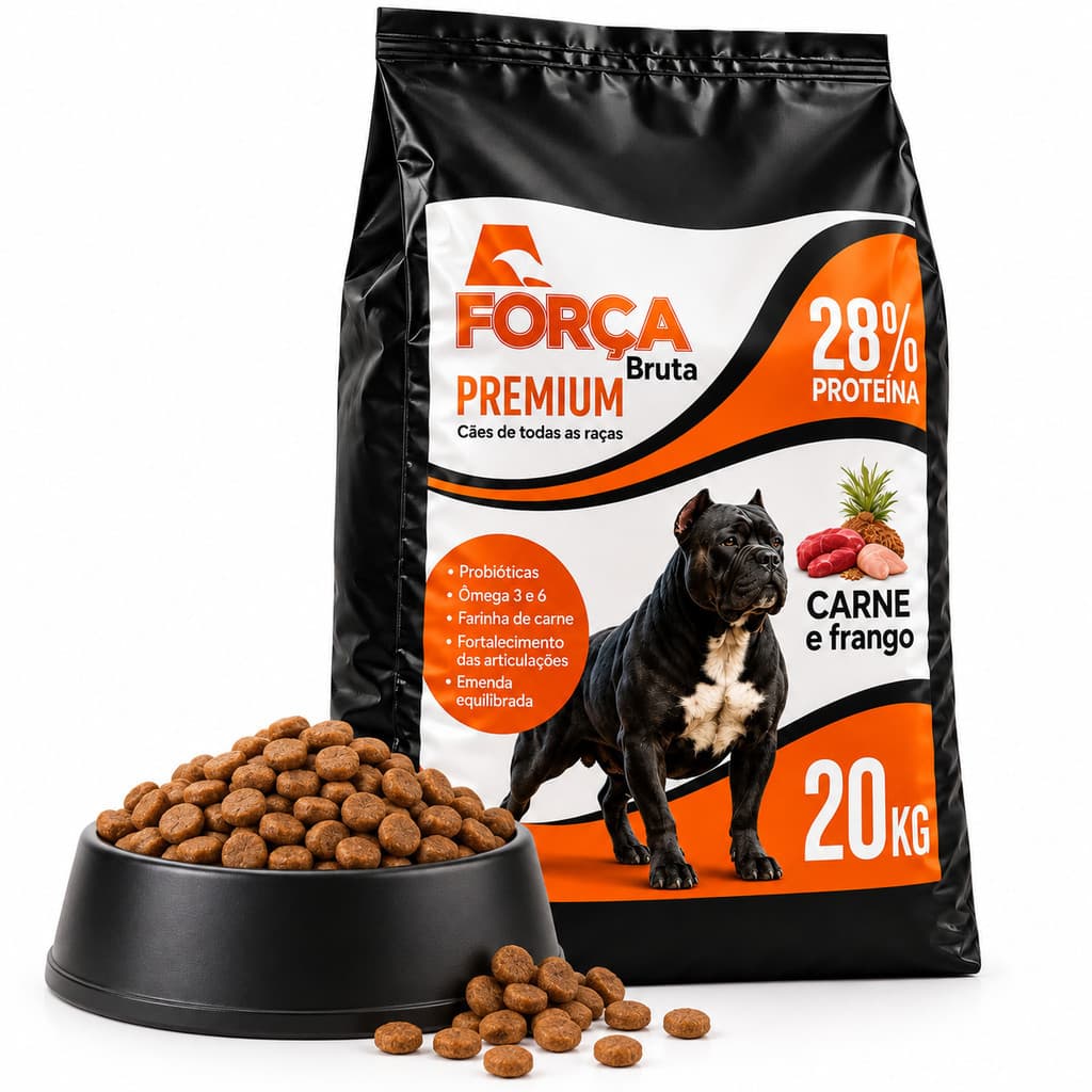 Ração Força Bruta Premium 20kg Mais Saúde E Energia