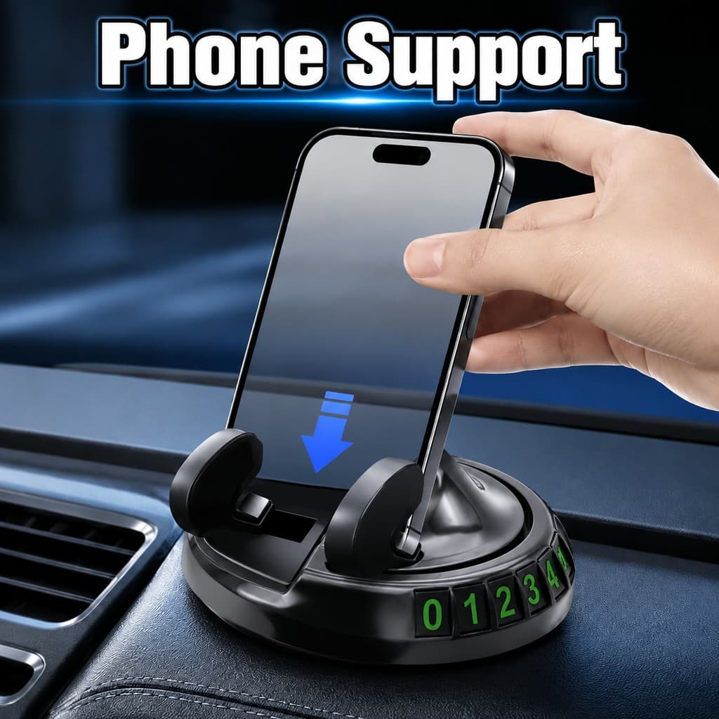 1 PCS Suporte De Telefone Para Carro De Uma Mão Com Display De Número De Estacionamento Viagens Diárias Convenientes