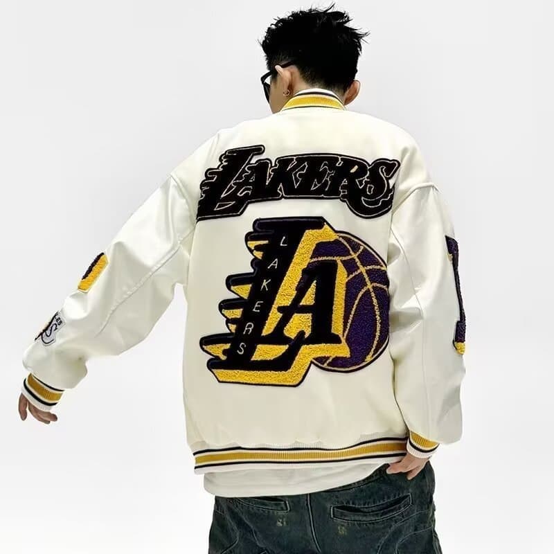 Jaqueta De Beisebol Bordada Com Letras De Basquete Masculina Primavera Outono Retrô Gola Alta Manga Comprida Agasalhos