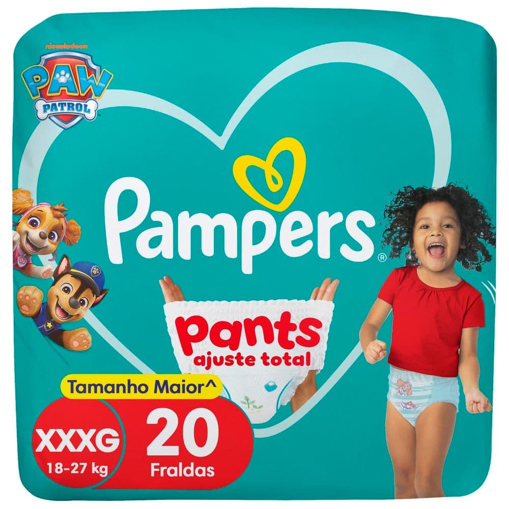Fralda Pampers Pants Ajuste Total Tamanho XXXG com 20 Unidades Descartáveis