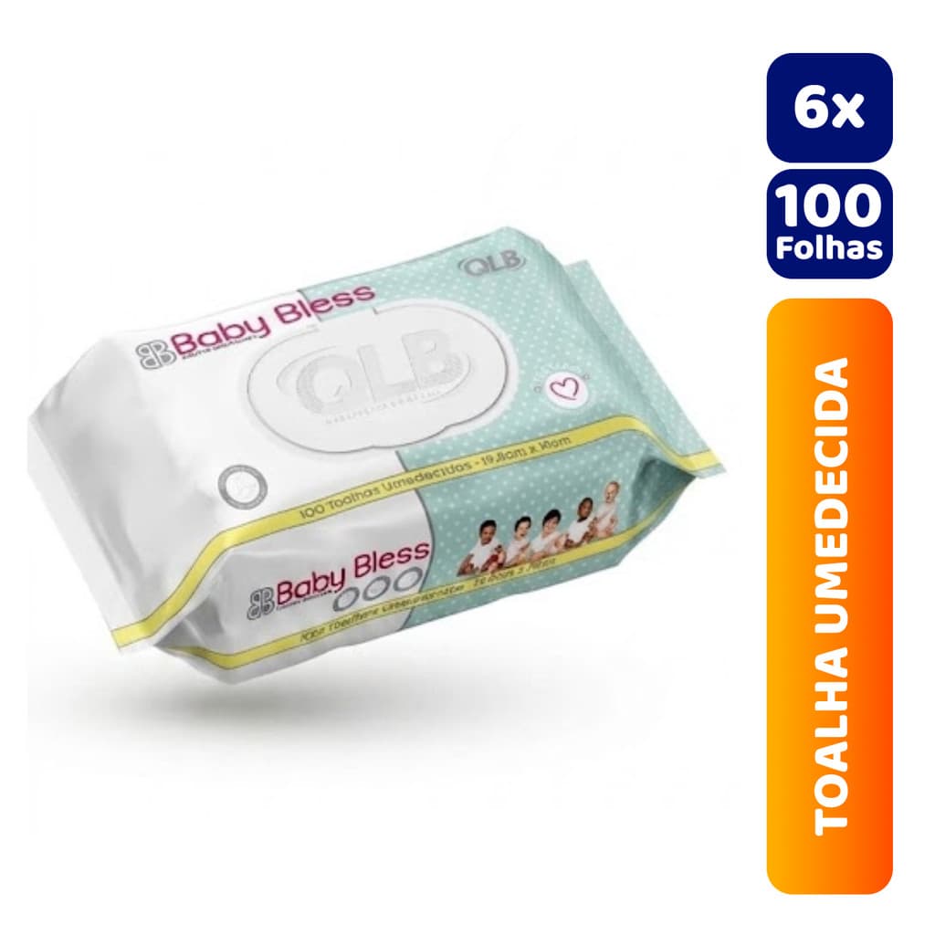 Kit 6x Toalha Umedecida Baby Bless C/100