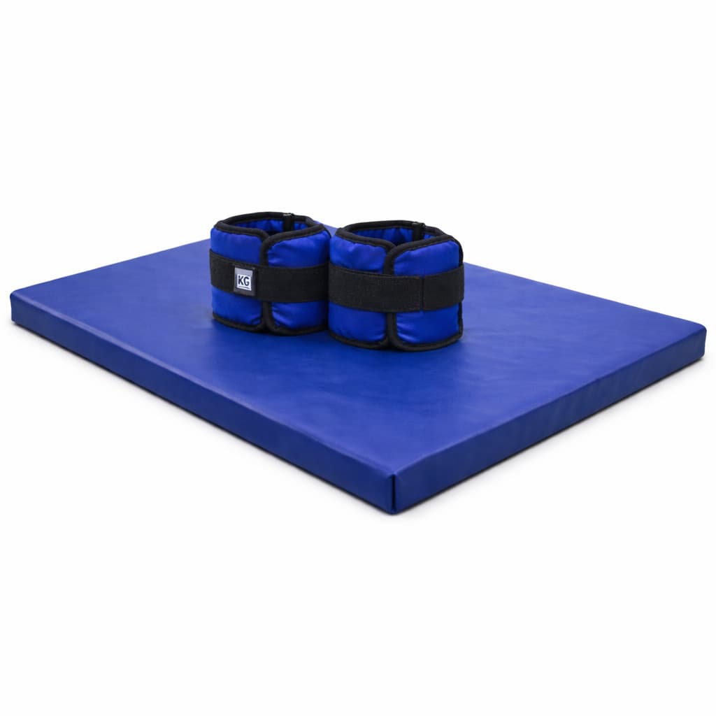 KIT Caneleira de Peso Azul Par de 500g + Colchonete Azul Treino/Academia/Musculação