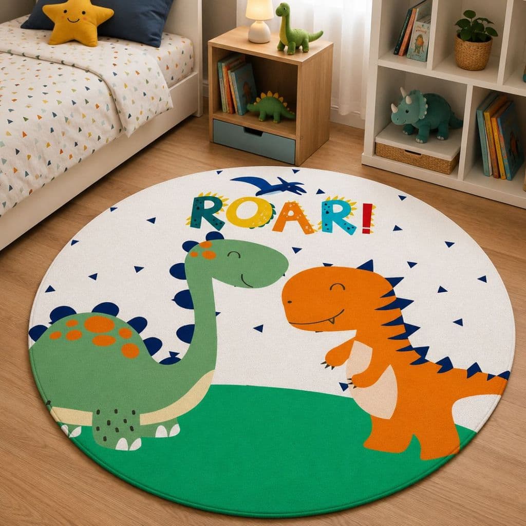 Tapete Redondo Decorativo 88cm Antiderrapante para Sala e Quarto 2207