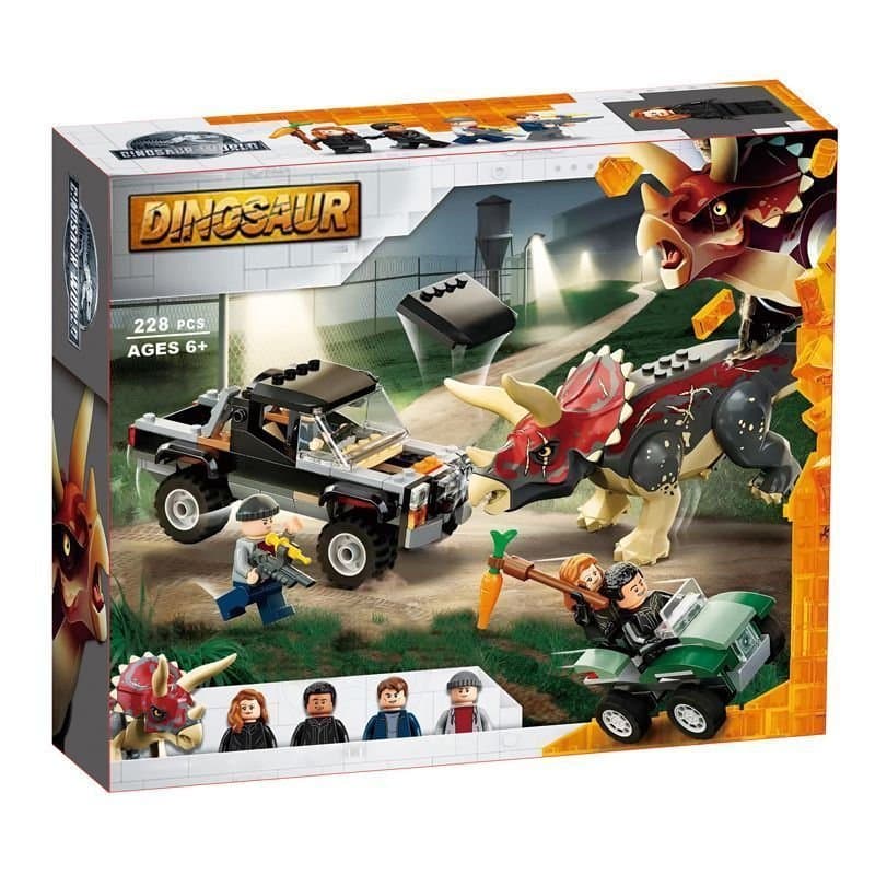 [28] Brinquedos de Blocos de Montar Compatíveis com Lego da Série Dinossauros Jurássicos - Triceratops da Série Temptati