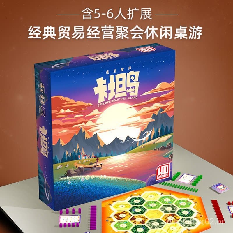 Cem Jogos: Jogo de Tabuleiro Catan Island com Expansão para 5-6 Jogadores, para Lazer em Família, Adultos e Festas, Jogo