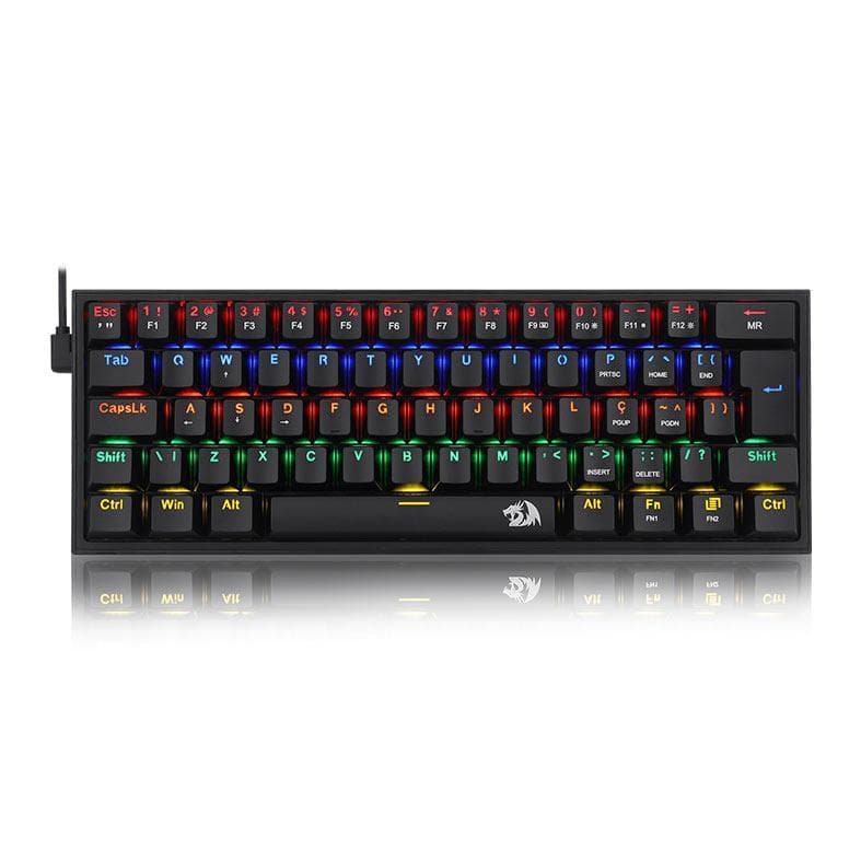 Teclado Mecanico Gamer Redragon FIZZ, RAINBOW, ABNT2, Switch Marron, Preto, K617-R-B-PT-BROWN