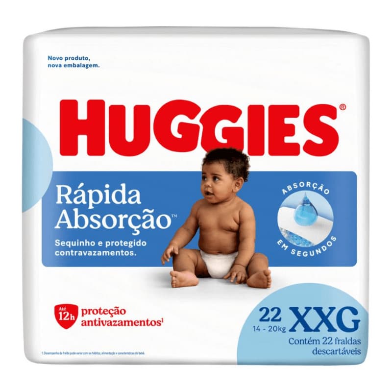 Fralda Huggies Rápida Absorção XXG com 22 unidades