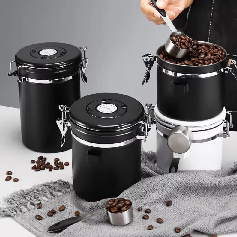 Tanque selado de grãos de café estilo janela aberta Tanque de armazenamento de exaustão unidirecional Café em pó Leite e