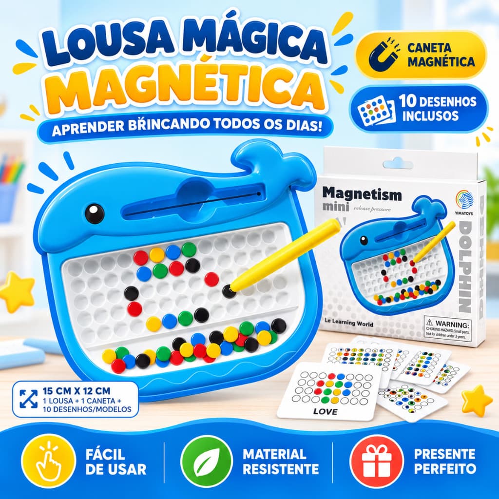 Lousa Magnética Infantil Mini com Caneta Brinquedo Educativo Coordenação e Criatividade Brinquedo Menino e Menina