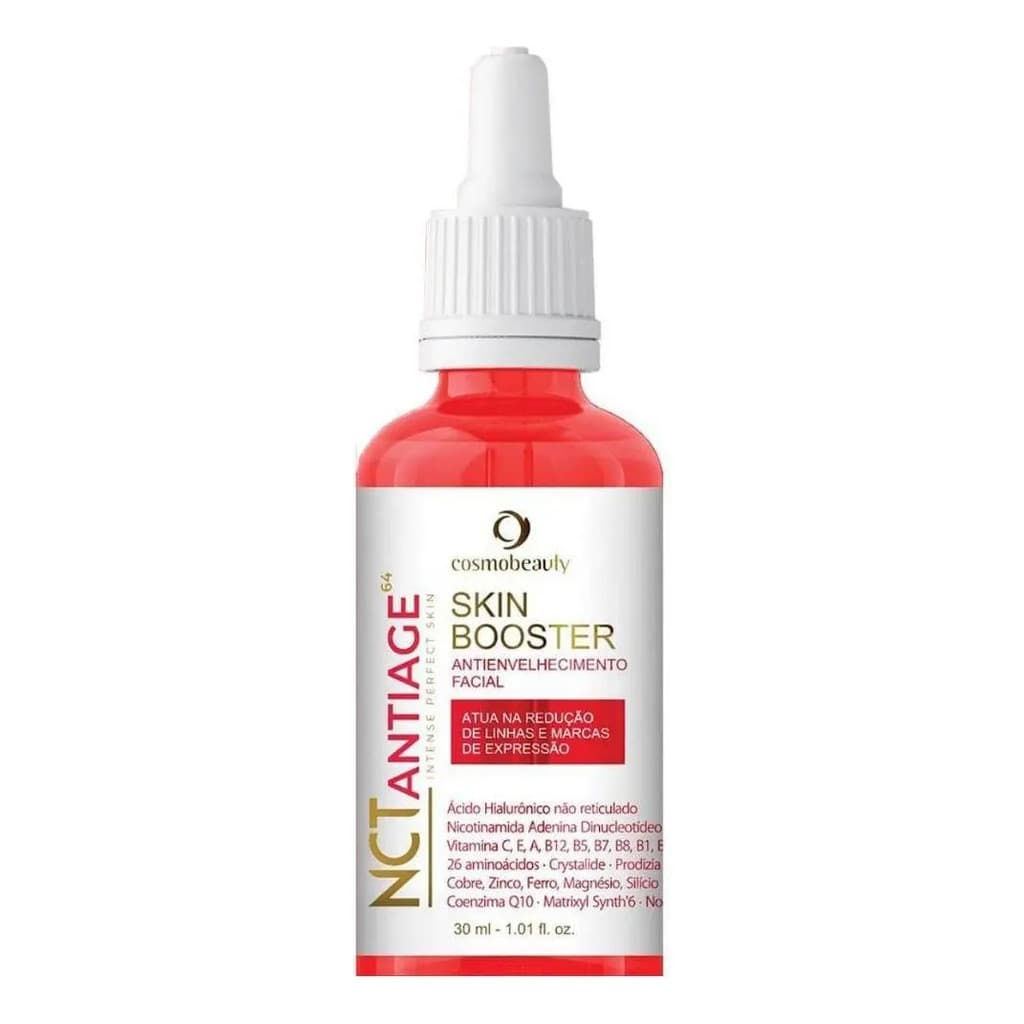 Sérum Facial Cosmobeauty NCT Antiage 64 Skin Booster 30ml Ácido Hialurônico NAD+ Vitaminas Anti-idade Hidratante