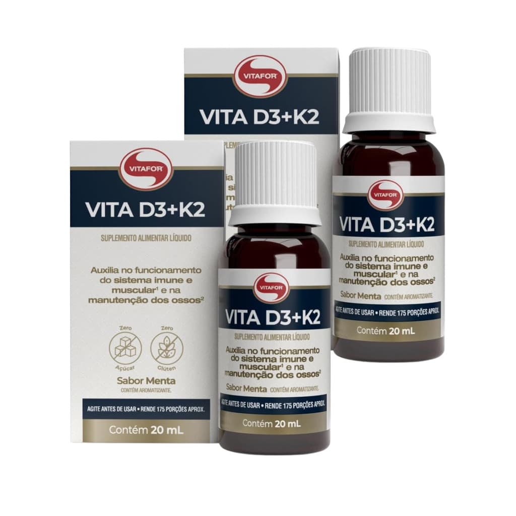 Kit 2 Un - Vitamina D3 + Vitamina K2 20ml Menta Vitafor