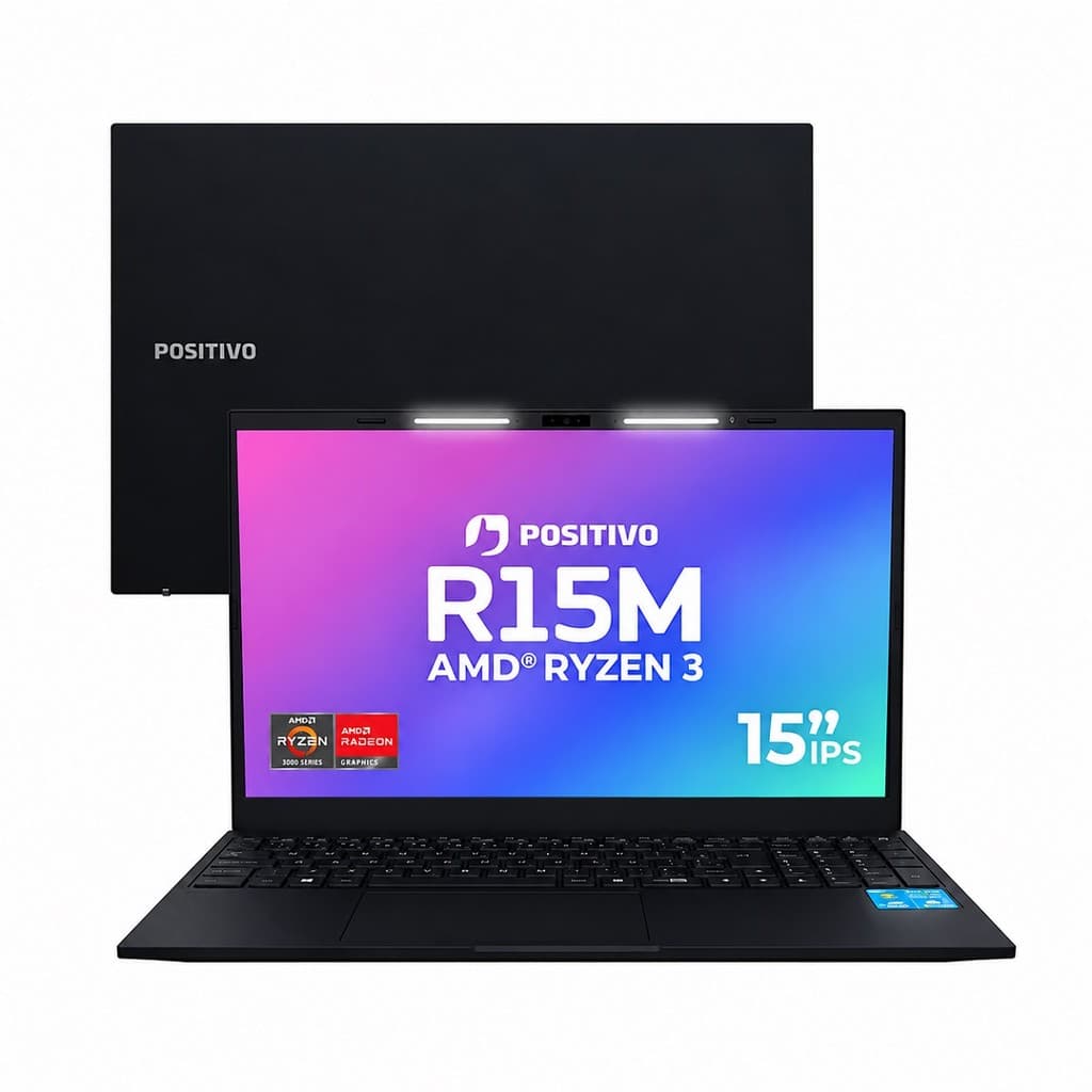 Notebook Positivo Vision R15M AMD® Ryzen 3-7330U 64GB RAM SSD 2TB NVME WiFi 6 Tela 15” Full HD IPS - Preto