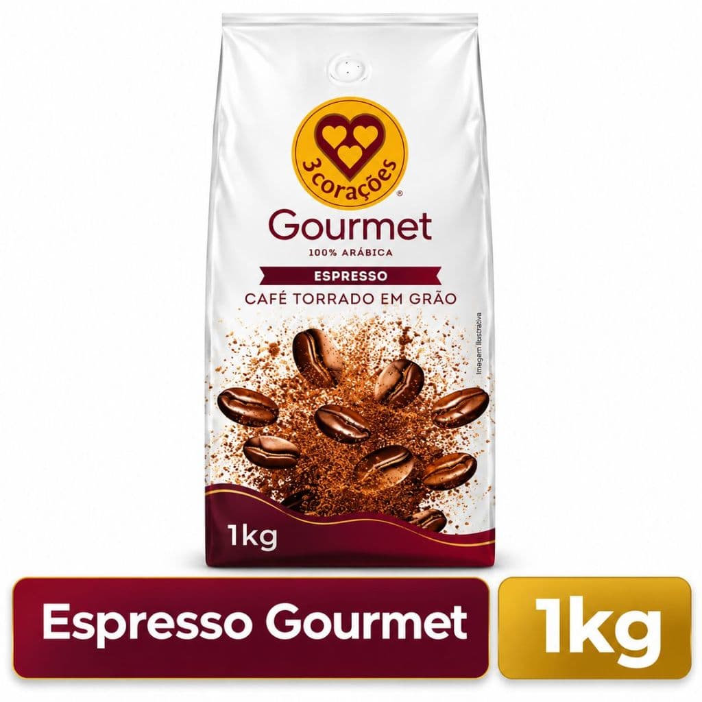 Café 3 Corações Gourmet Espresso 100% Arábica em Grãos 1kg