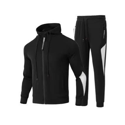 Outono masculino à prova dwaterproof água zíper moletom conjunto camada de ar com capuz moletom conjunto de duas peças t