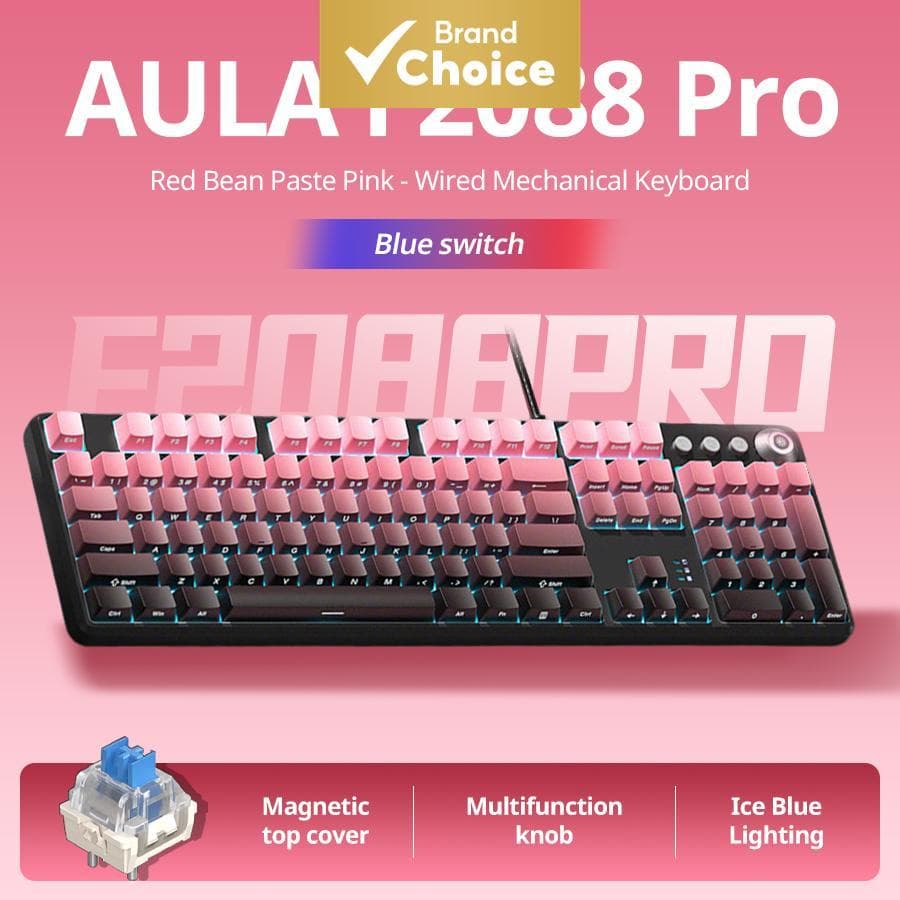 Teclado Mecânico com Fio AULA F2088pro, Design Gradiente Gravado na Lateral, Teclado de Jogos de 108 Teclas para