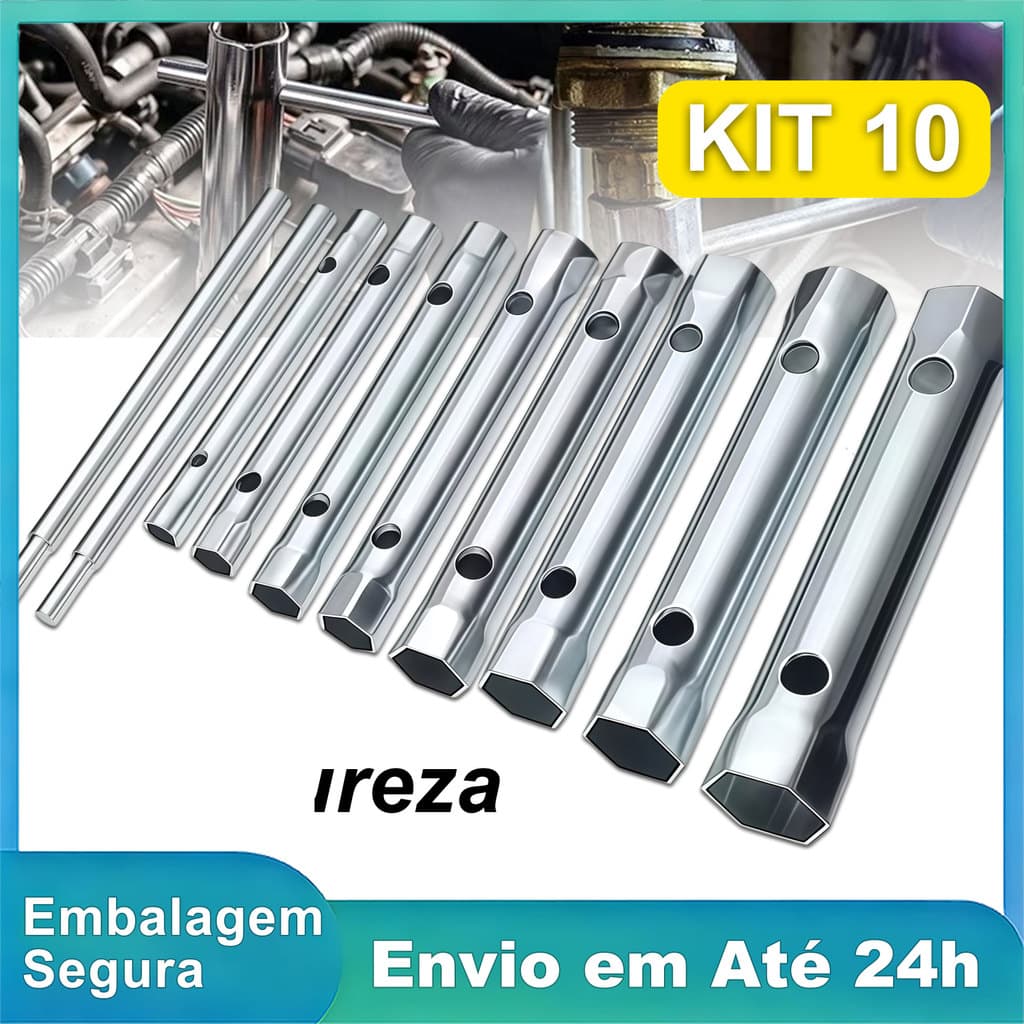 Chave de Vela Universal 6mm a 22mm Aço Carbono Resistente para Manutenção Automotiva - Kit Completo