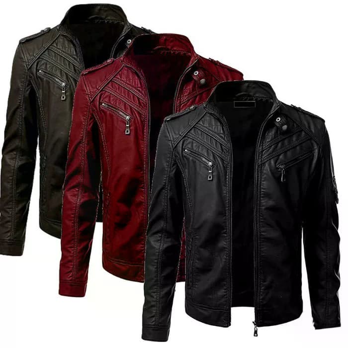 Jaqueta Masculina De Couro Sintético Para Motocicleta 5Xl Jaquetas Masculinas Pretas De Coruro Masculino Outwear Slim Fi