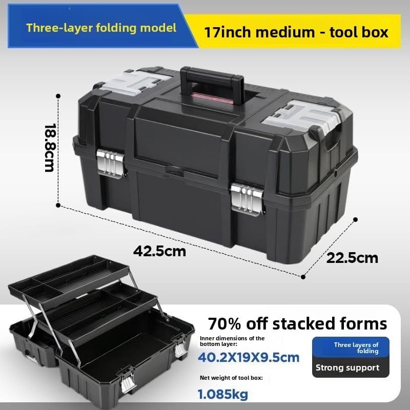 Caixa de armazenamento dobrável de três camadas Plus Size Caixa de ferramentas portátil multifuncional Hardware doméstic