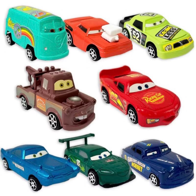 Kit com 8 Carrinhos com Fricção Relâmpago MCqueen Coleçao Completa