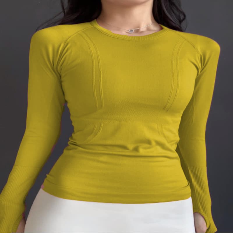 Roupas de Yoga de manga comprida femininas outono inverno topos em torno do pescoço esportes correndo roupas de Fitness 