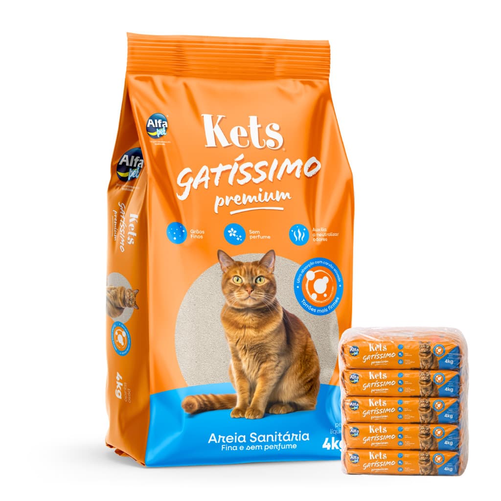 Kit Fardo Fechado Areia Sanitária Higiênica para Gatos Gatissimo Sem Perfume Argila 100% Natural