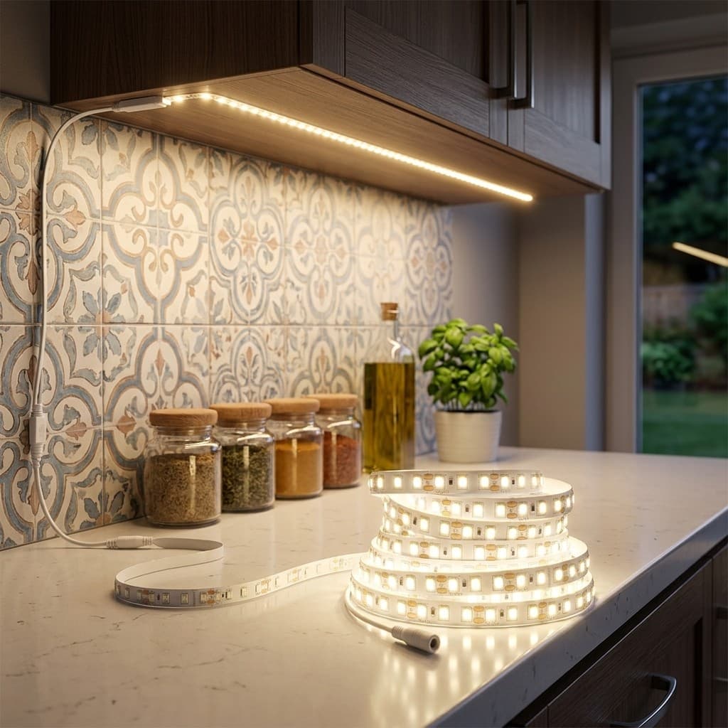 Fita de LED Alta Densidade 12V Rolo 5m 600 Leds Sem Ponto Cego Branco Quente Frio Luminária Decoração Interna