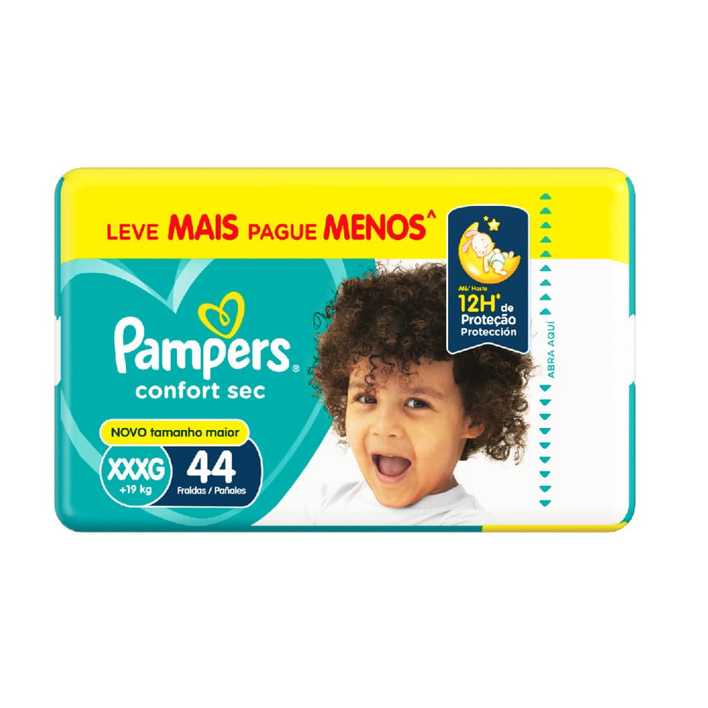 Fralda Pampers Confort Sec Fortebag Tam XXXG 44 unidades
