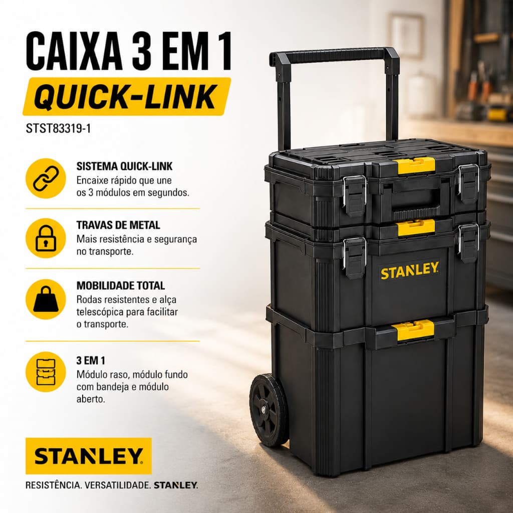 Torre 3 em 1 Quink-Link Sts83319-1 Caixa de Ferramentas Móvel Modular Caixa de Ferramentas Dewalt