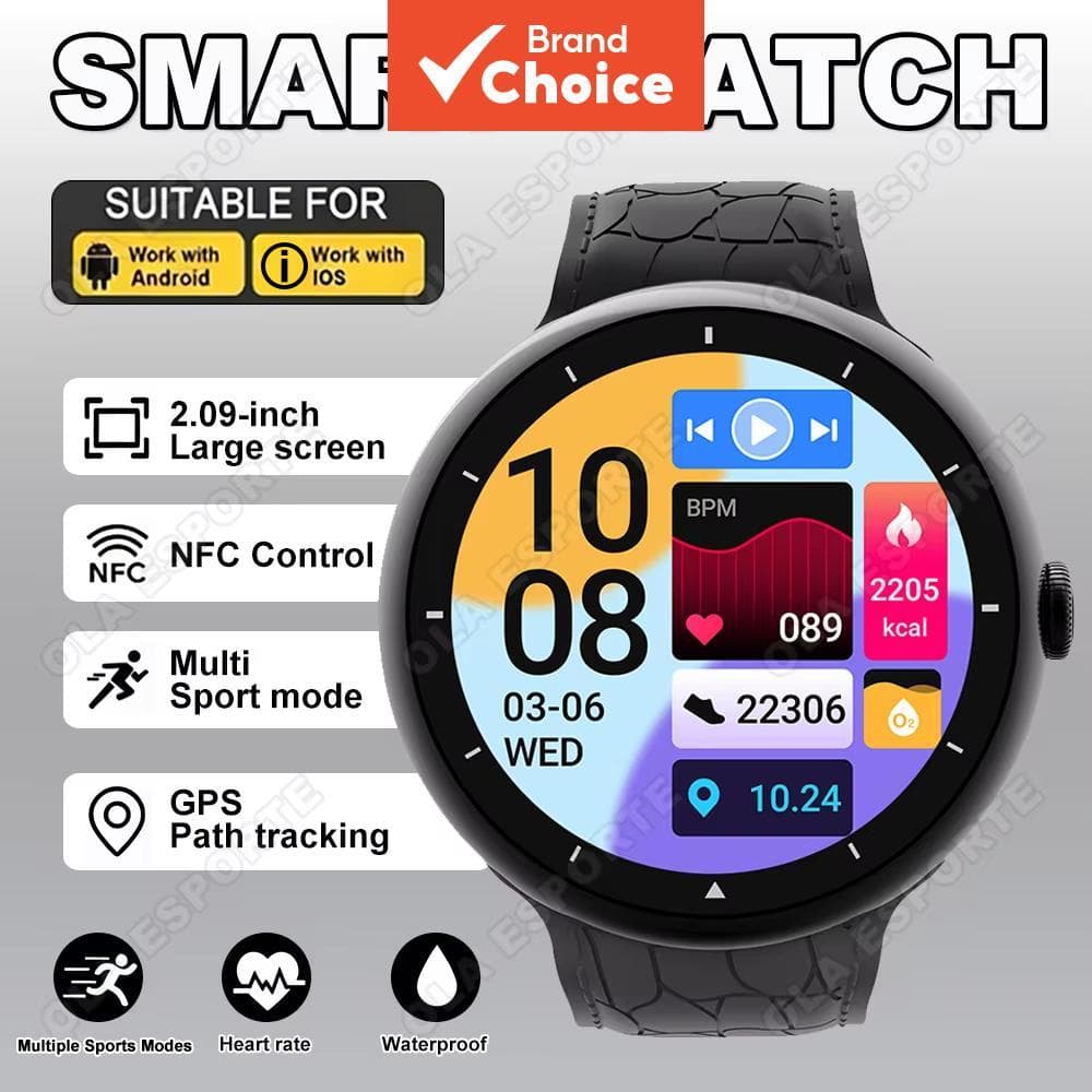 Relógio Inteligente Masculino Relógio do Tempo Assistente de Voz AI Monitoramento de Saúde Smartwatch Tela AMOLED