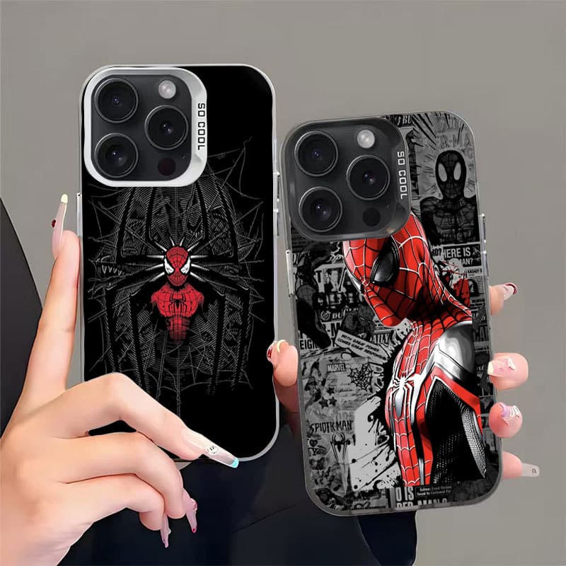 Capinha para iPhone 17/16/15 Pro Max Capa de celular à prova de choque com lente do Homem-Aranha que cobre toda a tela