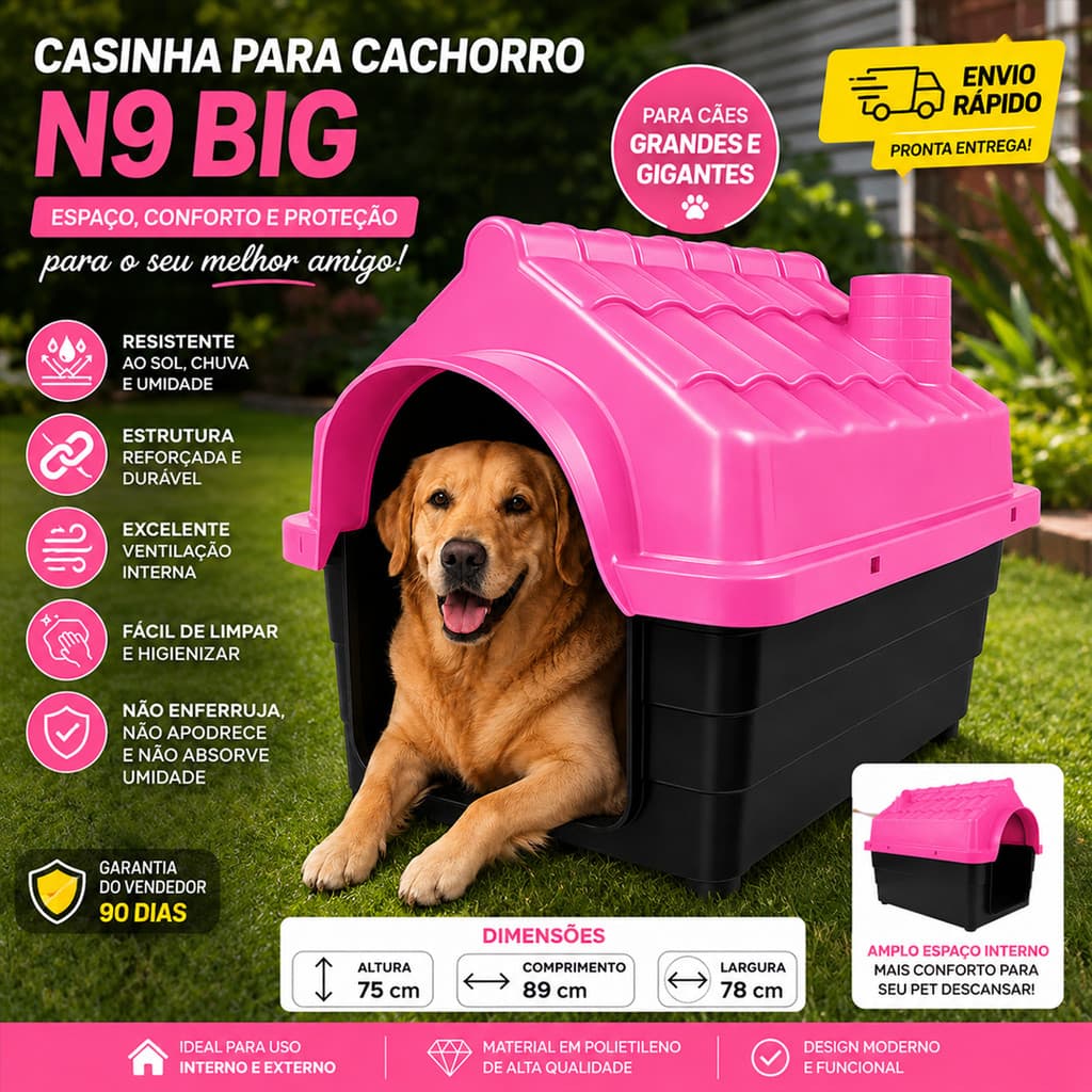 Casinha de Cachorro Grande Porte N8 ou N9 Casa Pet Big