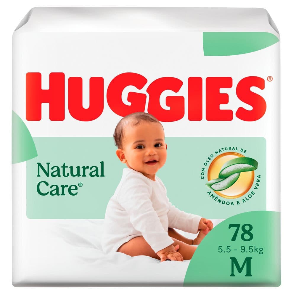 Fralda Huggies Natural Care Tamanho M 78  Unidades Descartáveis