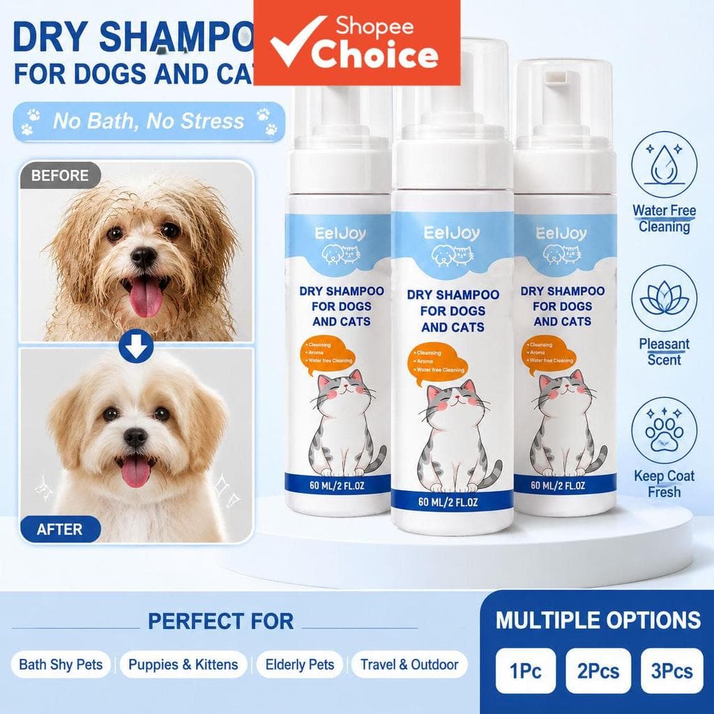 Shampoo em Espuma Sem Enxágue para Pets 60 ml – Aloe Vera e Coco – Para Cães e Gatos